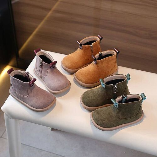 Autumn New Baby Short Boots Girls Fashion High-top Leather B