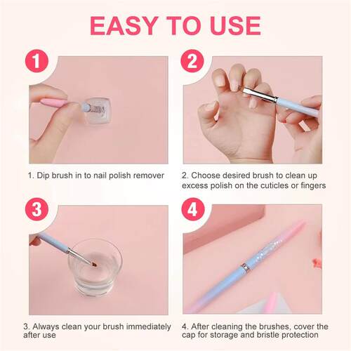 Nail Art Clean Up Brushes, Painting Brushes for Nails with R