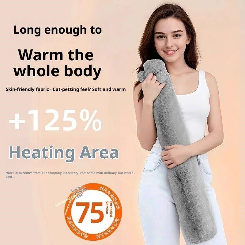 2000ML Extra Long Hot Water Bottle 76x10cm Soft Plush Remova