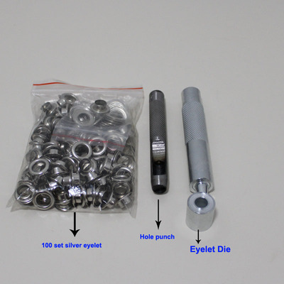 100sets Silver metal eyelets 4mm 5mm 6mm 8mm 10mm 12mm 14mm