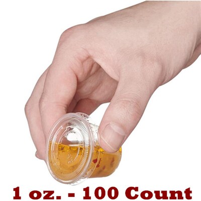 Clear Disposable Plastic Portion Cups with Lids Containers