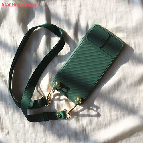 Slide Camera Protect Chain Necklace Cell Phone Case For iPho