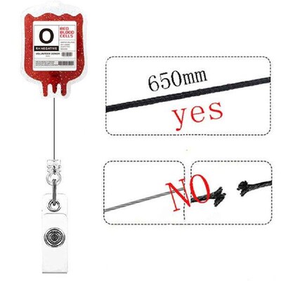 Acrylic Retractable Badge Reel Glitter Blood Type Bag Clip