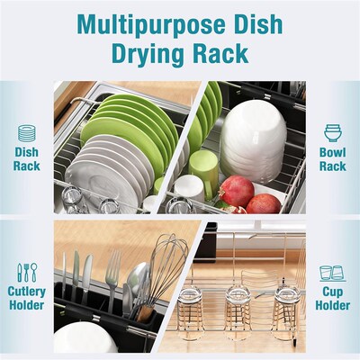 Dish Drying Rack in Sink Drainers Dryer Kitchen Counter