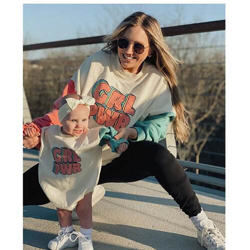 Family Matching Outfit  Autumn Spring  Color Contrast Letter