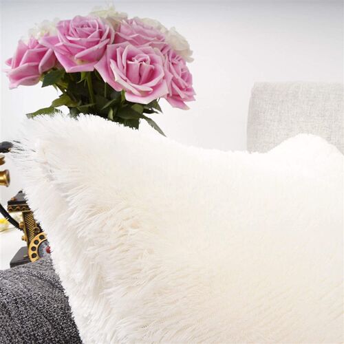 Solid Soft Fluffy Cushion Cover Decorative Sofa Pillow Cover