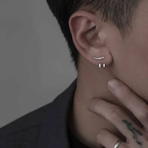 Vintage Fashion Charm Punk Earring for Men Detachable Dual P