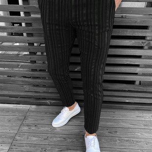 Mens casual pants in spring and summer slim stripe casual p