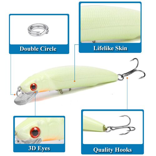 Luya Bait Mino 3D Night Light Fish Bait 17g/12cm Simulation