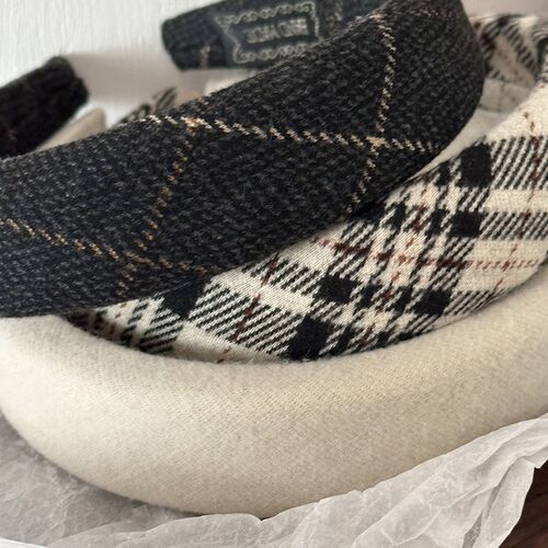Retro Plaid Patchwork Headband HighQuality Autumn Sponge Hea