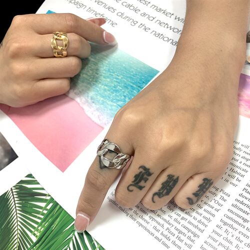 New Design Stainless Steel Chain Ring For Woman Fashion Kore