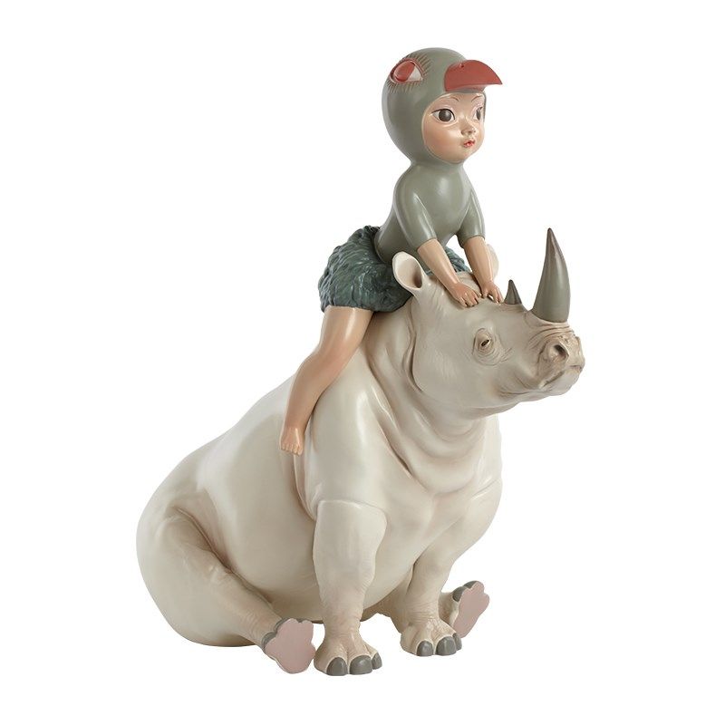 贾晓鸥可米生活白夜童话珍珠犀牛伙伴摆件客厅玄关艺术品装饰雕塑,家居饰品,装饰摆件,淘宝优惠券,粉丝福利购,淘宝优惠卷