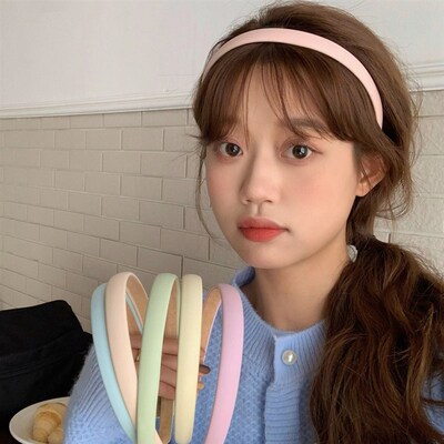 Candy Color PU Leather Headbands for Women Thin Wide Girls H