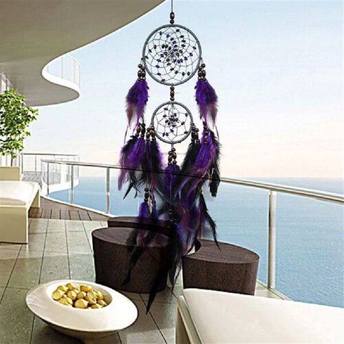 Purple Feather Wall Decor Pendant Hand-woven Hanging