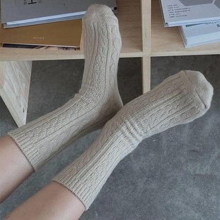 New Fashion Solid 9% Wool Socks Women Winter Thicken Warm Ca