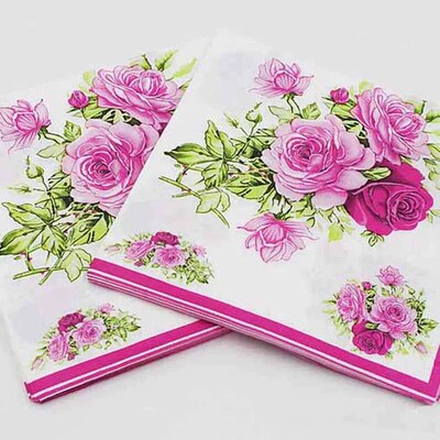 Ynaayu 20pcs/set Big Rose Paper Napkins High Grade Party Sup