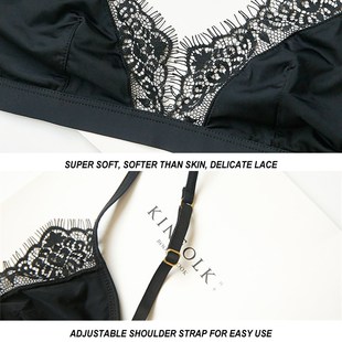 Soft Satin Bra Comfortable Underwear Wireless Lace Bralette