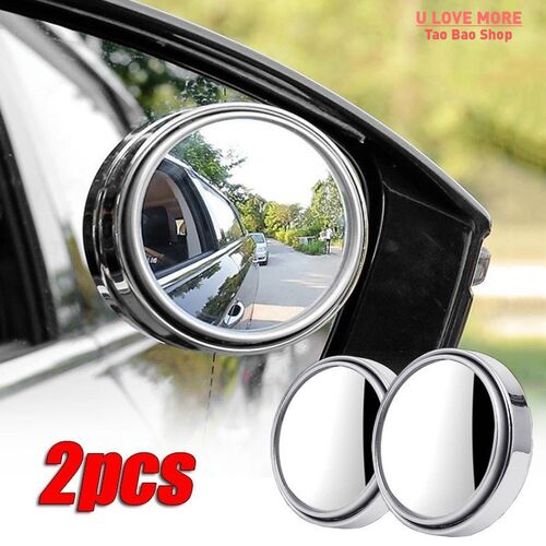 2 Pcs Car Round Frame Convex Blind Spot Mirror Wide-angle 36