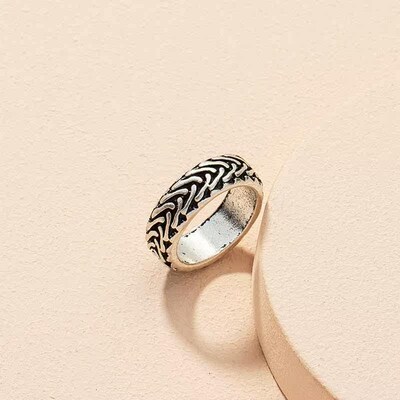 Ring ins retro texture hip hop style ring popular boho metal
