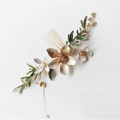 New design Korea handmade retro enamel flower hair comb wedd