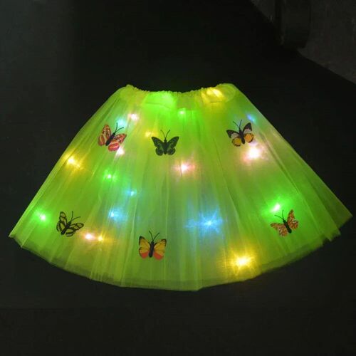 Princess Girl Butterfly Light Up Fairy Tutu LED Skirt Glow F