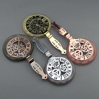 酒术不锈钢时钟造型调酒欧式霍桑滤冰器隔冰器过滤网滤酒器