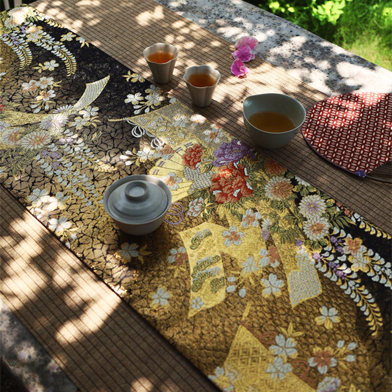 西阵织茶席织锦茶垫真丝茶几垫茶艺礼品精致织金织银茶旗正绢桌旗,居家布艺,茶席,淘宝优惠券,粉丝福利购,淘宝优惠卷