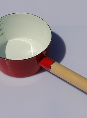 珐琅搪瓷单柄红色带嘴小奶锅汤锅儿童辅食加厚电磁炉锅15cm容量1L