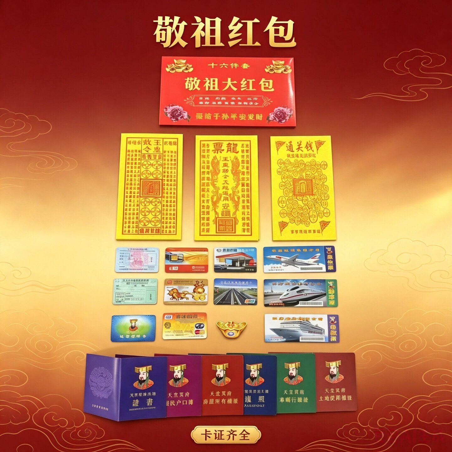 大全套装纸和钱清烧周年五七中元大套餐全套明纸民俗用品卡证大全图片