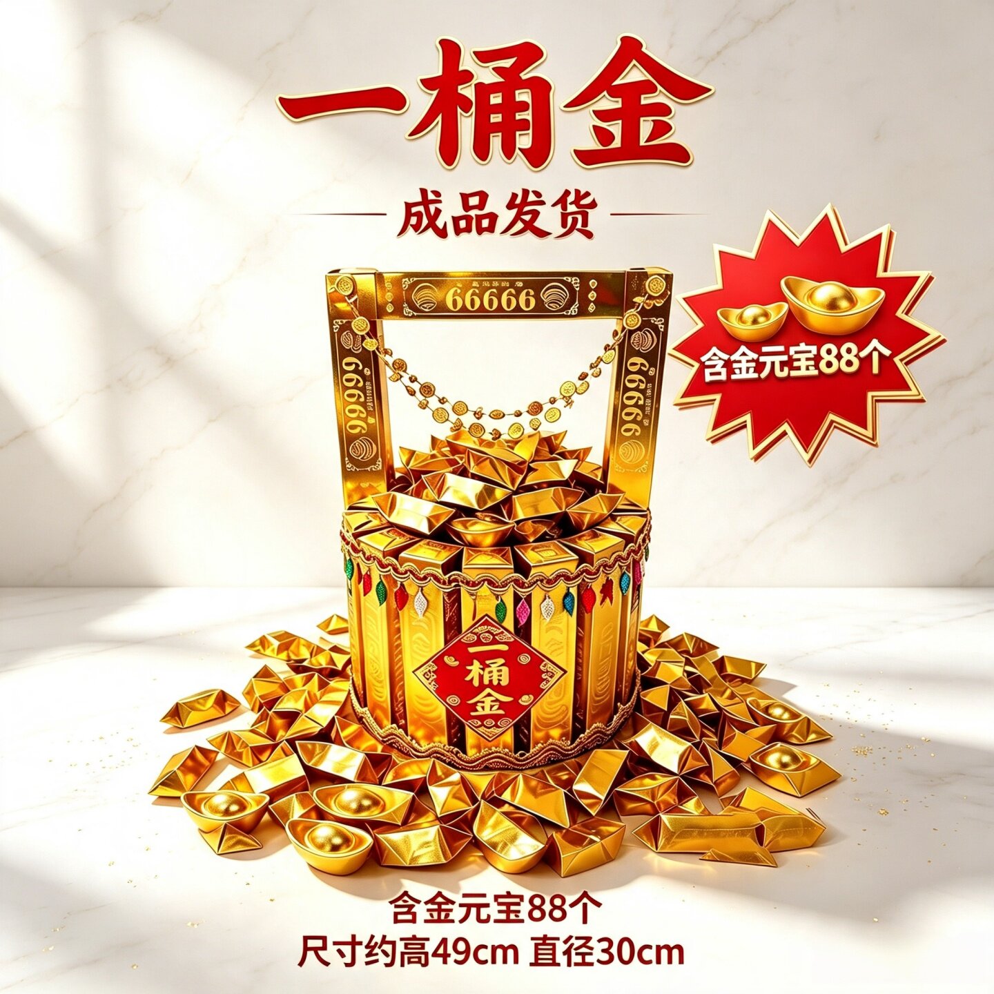 一桶金成品发货DIY材料包黄金万两金条元宝金山手工制作加厚高亮