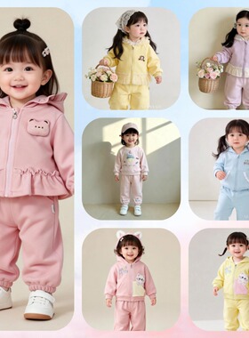 2026年新款套装女童卫衣卫裤两件套女宝休闲卡通百搭长袖裤子ZY