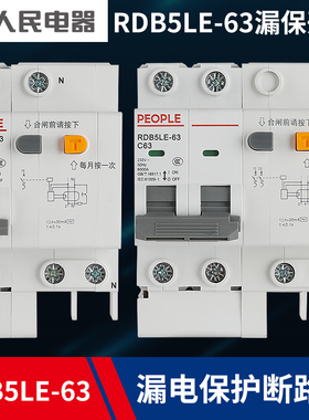 人民电器RBD5LE漏电保护器dz47空气开关2p断路器c32家用漏保总闸
