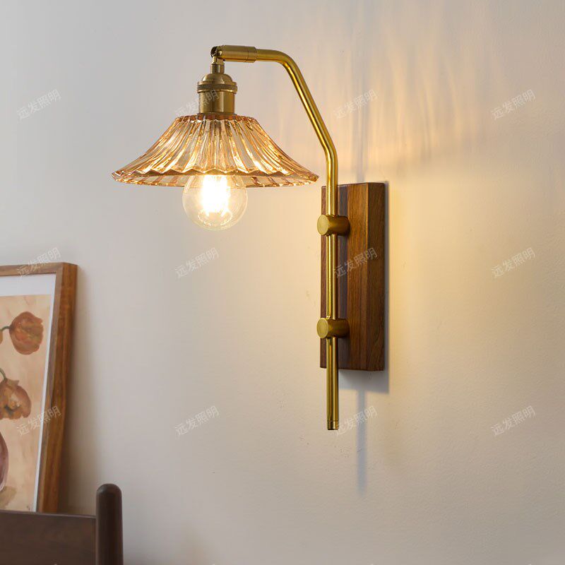 中古风卧室床头灯复古客厅背景墙灯侘寂民宿玄关走廊过道书房壁灯