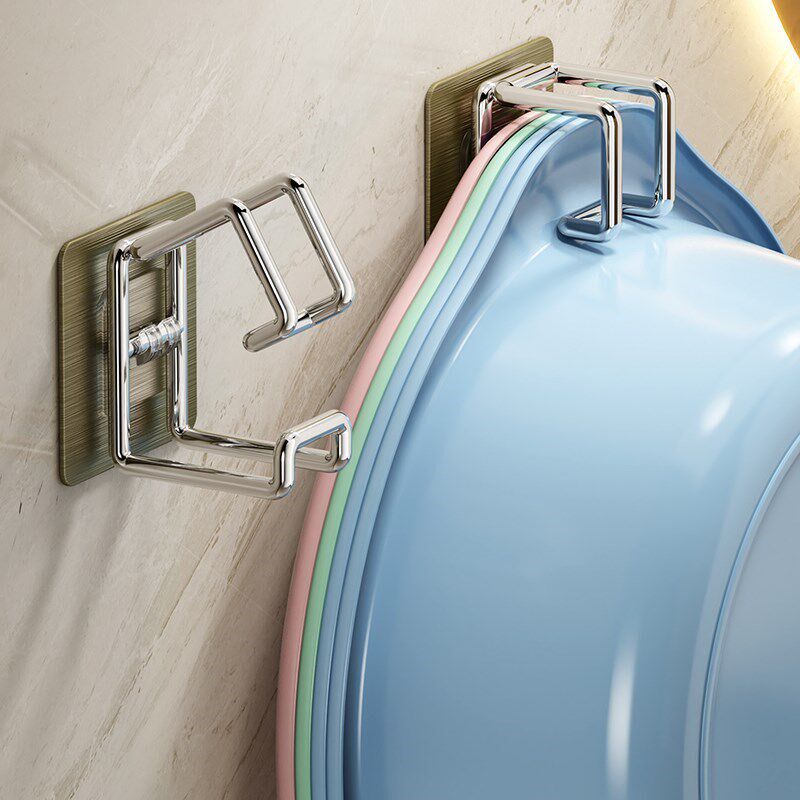 1/2/4/6Pcs Stainless Steel Washbasin Hook foldable Punch-fre