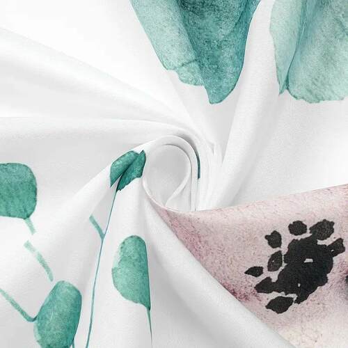 1pc Modern Watercolor Floral Shower Curtain Set with Hooks -