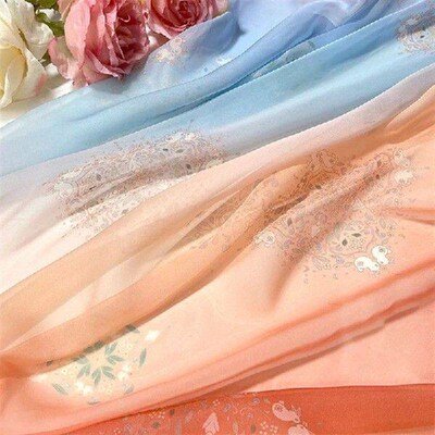 1M 30D Gradient Color Chiffon Fabric Classical Hanfu Fabric