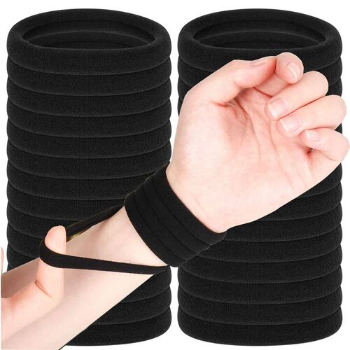 50pcs High Elastic Black Cloth Hair Bands for Women Girls Ha