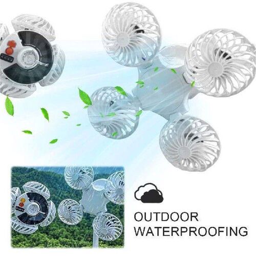 Solar Hanging Fan with LED Camping Tent Lantern with 4