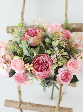 White Silk Artificial Roses Flowers Wedding Home Autumn Deco