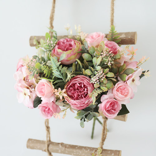 White Silk Artificial Roses Flowers Wedding Home Autumn Deco