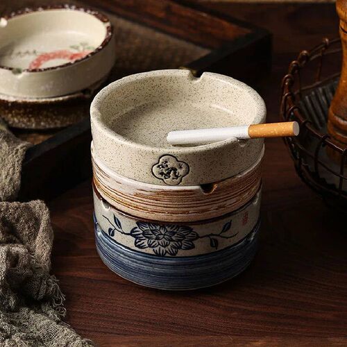 Japanese Retro Round Ashtray Home Living Room Tea Table Cera