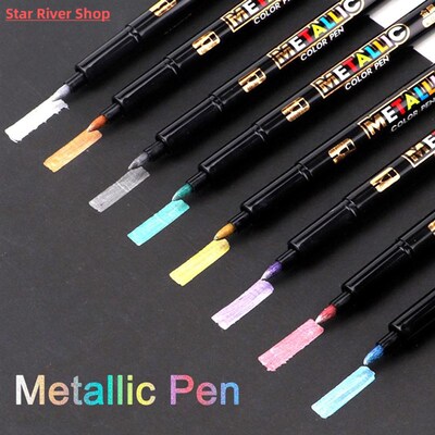 8Color Metallic Water Paint Metal Marker Pen Permanent Drawi