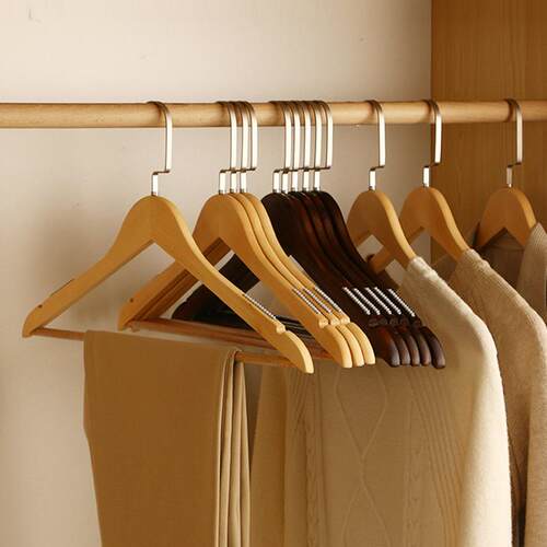 Adult Solid Wood Non-Slip Hangers Men Clothing Stores 10pcs