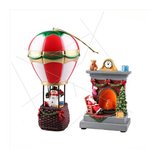 Christmas glow old man snowman fireplace night light