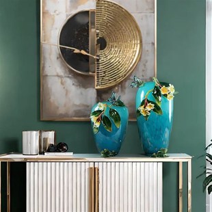 现代琉璃珐琅彩花瓶摆件客厅玄关酒柜电视柜装饰高档大气乔迁礼品