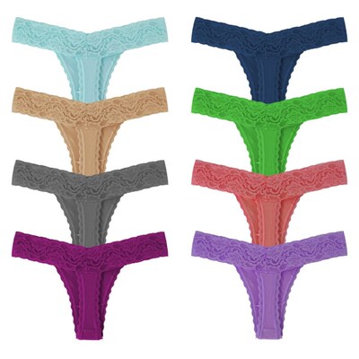 10 Pcs/Pack Elegant Lace Cotton Women G-String Thong Plus Si