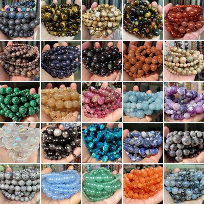 Natural Stone Beads 4 6 8 10mm Tiger Eye Lava Amazonite Turq