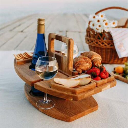 Outdoor Tables Wooden Folding Picnic Table With Glass Holder