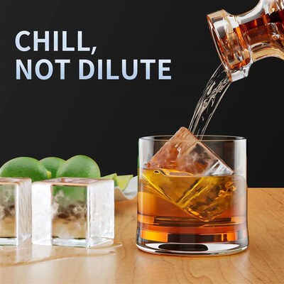 Large Ice Cube Tray for Whiskey Big Square Ice Cube Maker fo