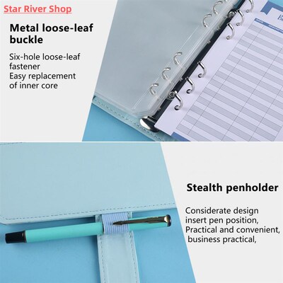 1 Set Budget Book Loose Leaf Multi-use Faux Leather Money Sa
